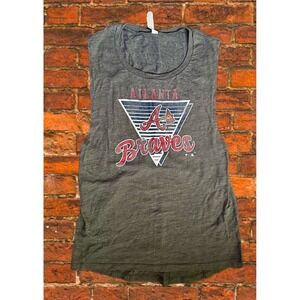 Atlanta Braves Womens Bella Canvas Muscle Tank Top Charcoal Heather Grey Medium